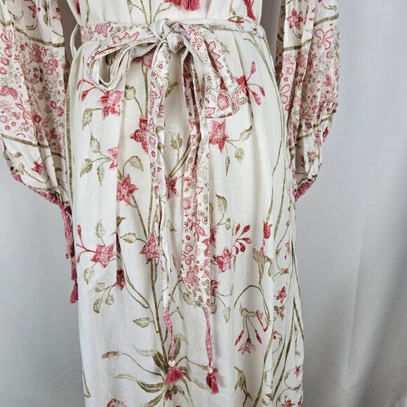 D' Ascoli Aisha Maxi Dress Linen Soft Rose Size Small Bohemian - Picture 5 of 15